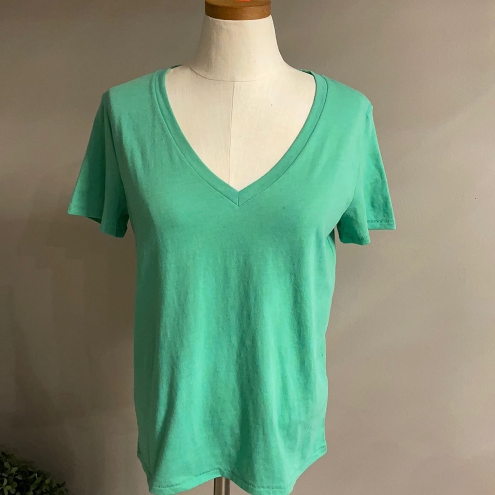 BP Nordstrom OVERSIZED V T-SHIRT SHORT SLEEVE. Jungle green available XS and S - Picture 2 of 7